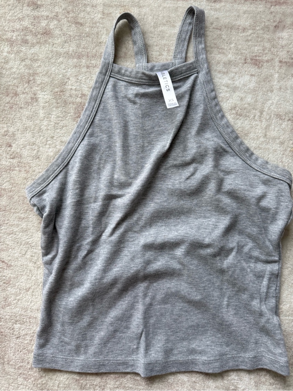 Heather Gray High Neck Crop Tank Top